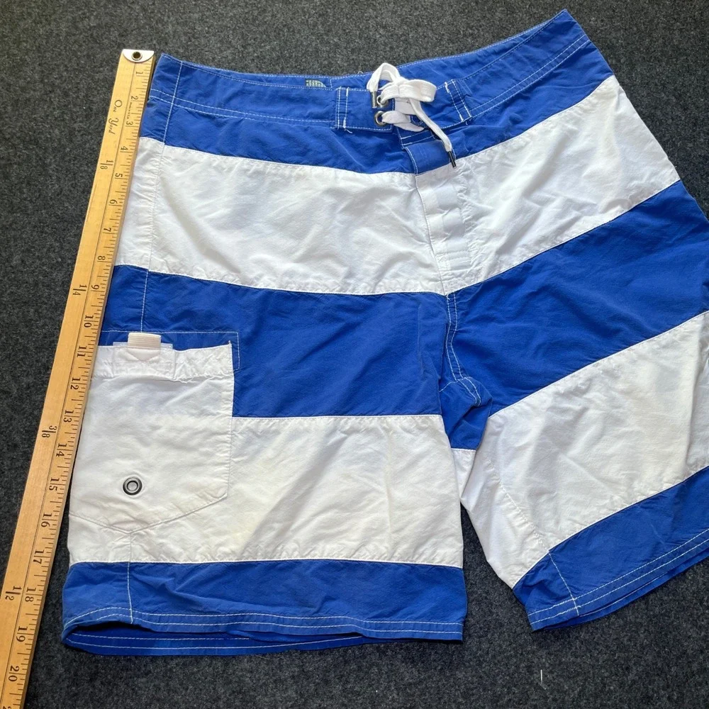 Polo Ralph Lauren Swim Trunks Mens 30 Blue White Big Pony Striped Board Shorts